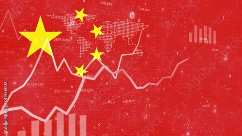 Abstract china flag with business info graphic animation.