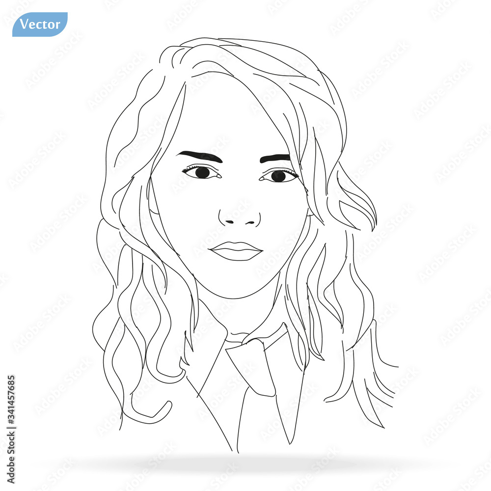 Abstract minimalistic linear sketch. Woman s face. Vector hand drawn illustration eps10 Abstract minimalistic linear sketch. Woman s face. Vector hand drawn illustration eps10