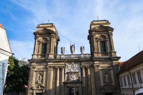 The Dietrichstein Tomb cultural monument with Church of St. Anne, nature preserve Holy Hill with Chapel of Saint Sebastian and Bell Tower, Mikulov, Moravia, Czech Republic, sunny summer day