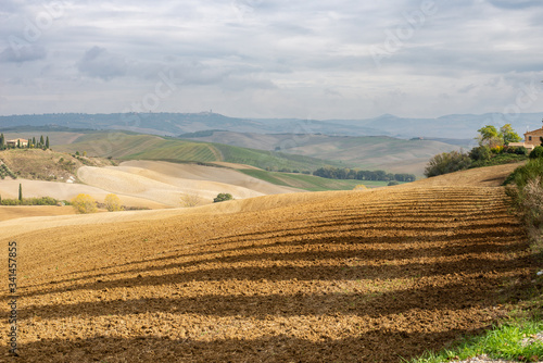 Autumn Tuscany landscape. Empty fields