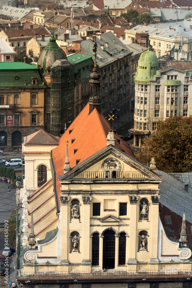 Panorama of the old city of Lviv in Ukraine