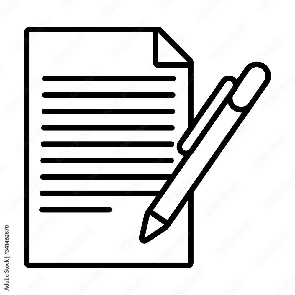 paper document with pen line style icon paper document with pen line style icon