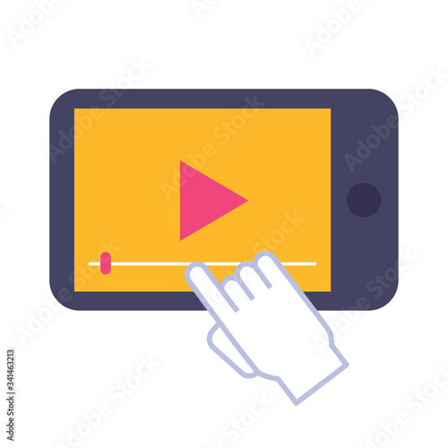smartphone with media player flat style icon