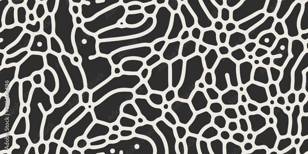 Vector seamless black and white organic lines pattern. Abstract minimalistic maze background Vector seamless black and white organic lines pattern. Abstract minimalistic maze background