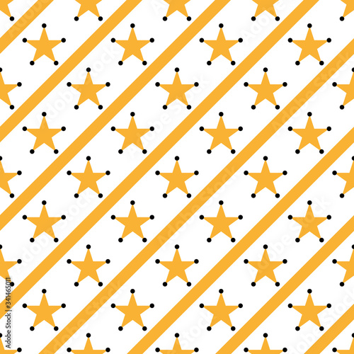 Yellow stars on white background Vector illustration Seamless pattern eps10