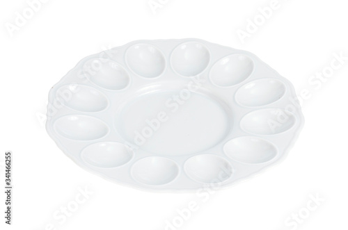 Special serving plate for eggs. Studio Photo
