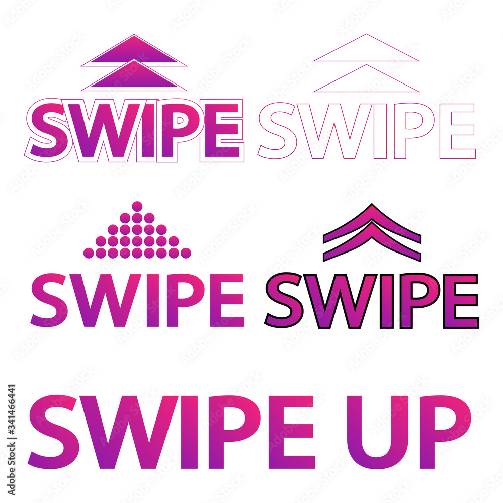 Swipe up. Set of buttons for social media. Set of gradient swipe up sign isolated on white background.