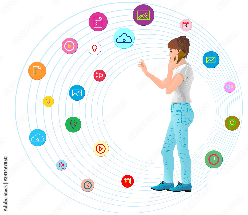 .a lady searching virus protect on your mobile phone .a lady searching virus protect on your mobile phone
