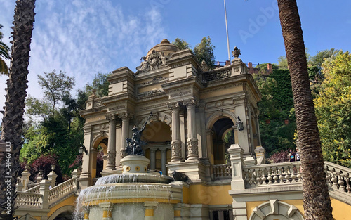 Monumental gardens in the Cerro de Santa Lucía, in the downtown of Santiago de Chile, next to the Alameda, the main avenue of the city. Chile.