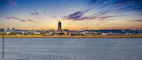 Boston's Logain Airport from across the harbor photo