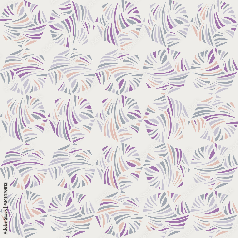 Fototapeta premium Seamless square tranquil pastel doodle shape mosaic geo pattern. Serene gentle peaceful tile print. Trendy deco geometric random repeat vector pattern.