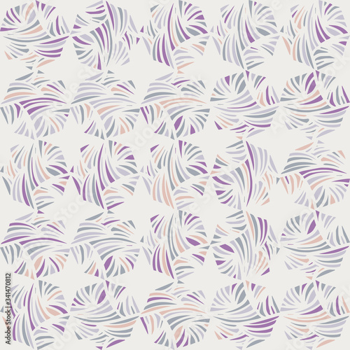 Seamless square tranquil pastel doodle shape mosaic geo pattern. Serene gentle peaceful tile print. Trendy deco geometric random repeat vector pattern. © NinjaCodeArtist