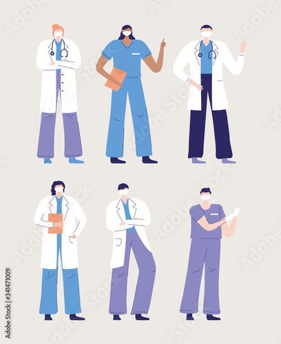 thank you doctors and nurses, physicians and nurses characters worker medical people