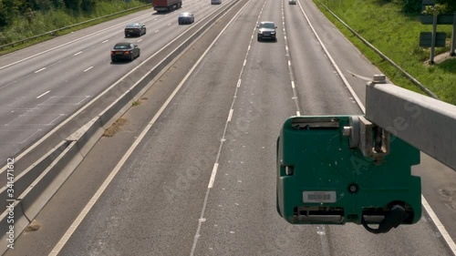 average speed traffic monitoring camera over UK motorway