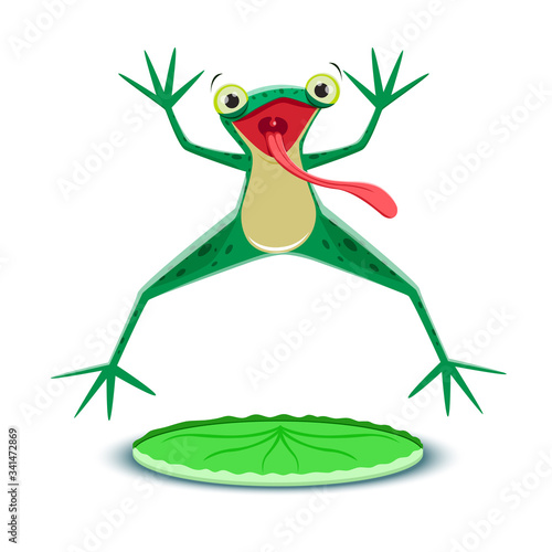 A little frogling is jumping. Vector illustration.