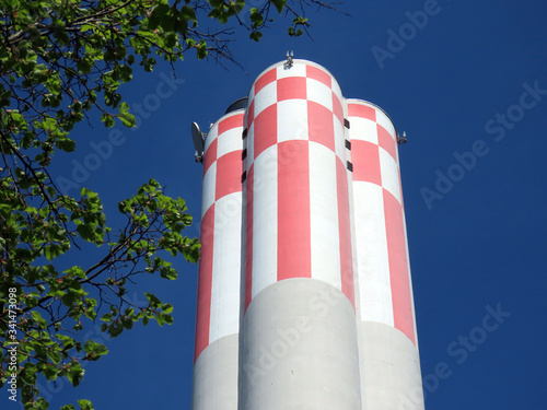 The chimney from a thermal power plant Aubrugg (Hhkw Aubrugg or Heizkraftwerk Aubrugg) - Zürich (Zuerich or Zurich), Switzerland (Schweiz) photo