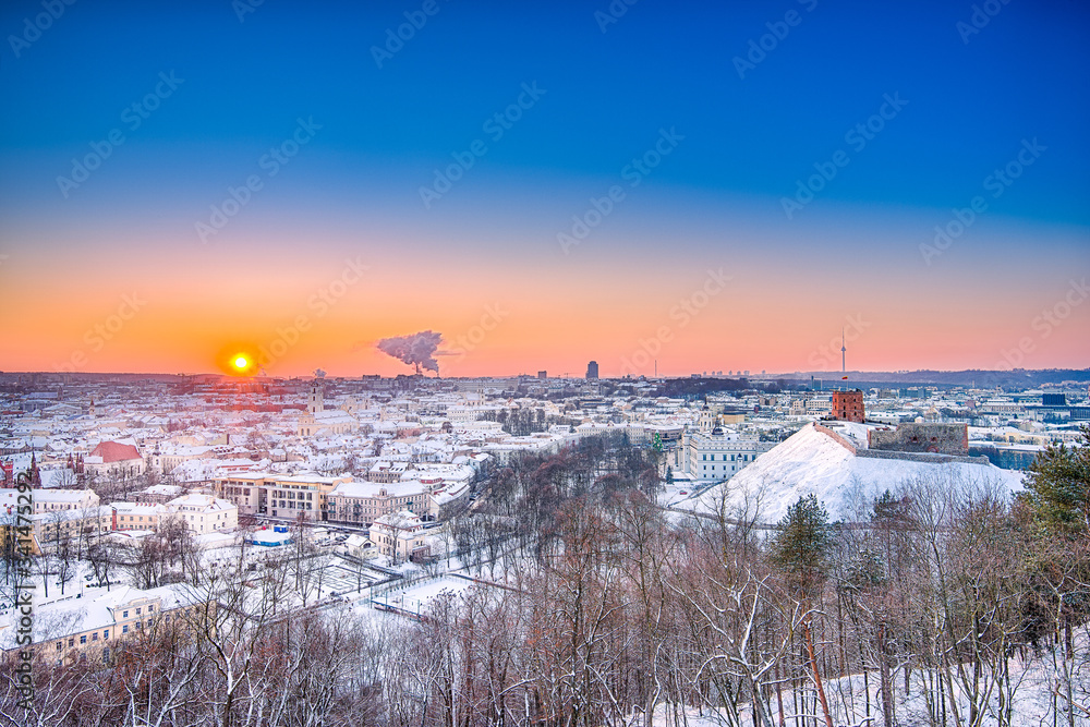 panorama of winter in Vilnius