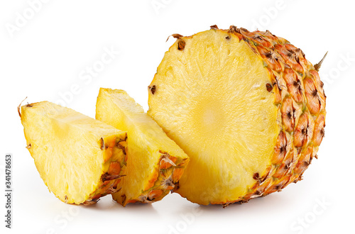 Pineapple with slices Isolated on white