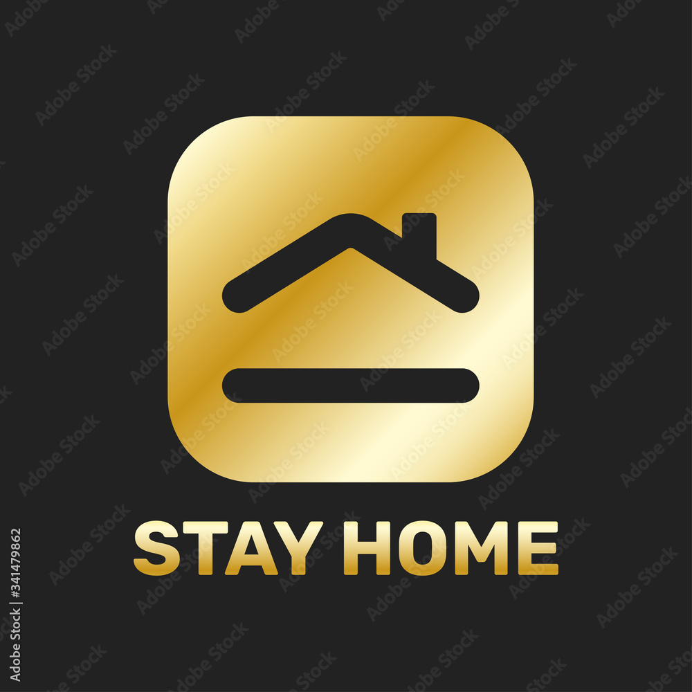 Stay home sticker icon for quarantine company coronavirus covid in golden color. EPS 10 Stay home sticker icon for quarantine company coronavirus covid in golden color. EPS 10