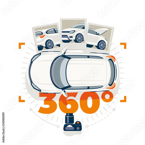 Photographing a car from all sides before selling at a dealership or online. Inspection of the vehicle before purchase.