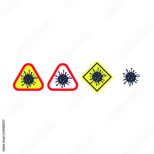Coronavirus 2019-nKoV. Crown virus icon. Black virus on a white and yellow background. Vector.