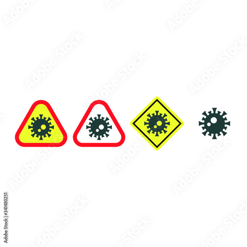 Coronavirus 2019-nKoV. Crown virus icon. Black virus on a white and yellow background. Vector.