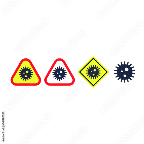 Coronavirus 2019-nKoV. Crown virus icon. Black virus on a white and yellow background. Vector.