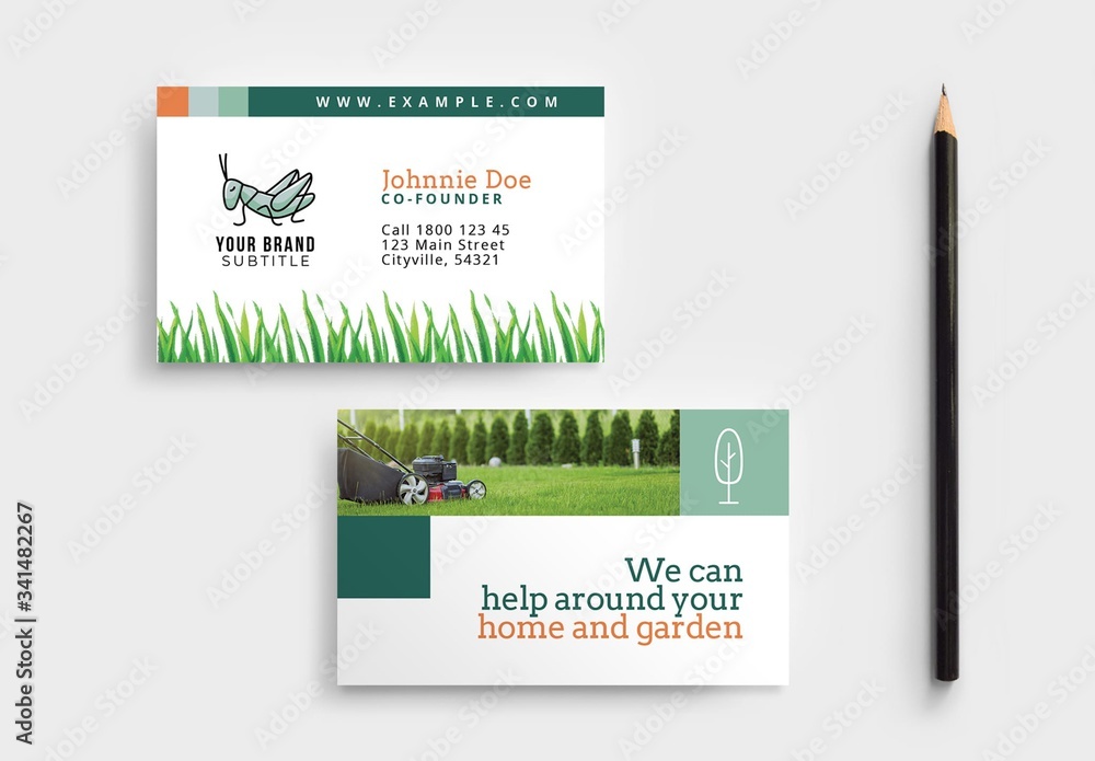 Gardener and Landscaper Business Card Layout Stock Template | Adobe Stock