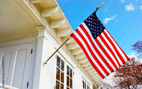 American flag on Sandy Hook Light house museum reflex photo