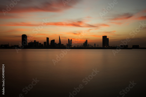 Beautiful horizon during sunset at Bahrain