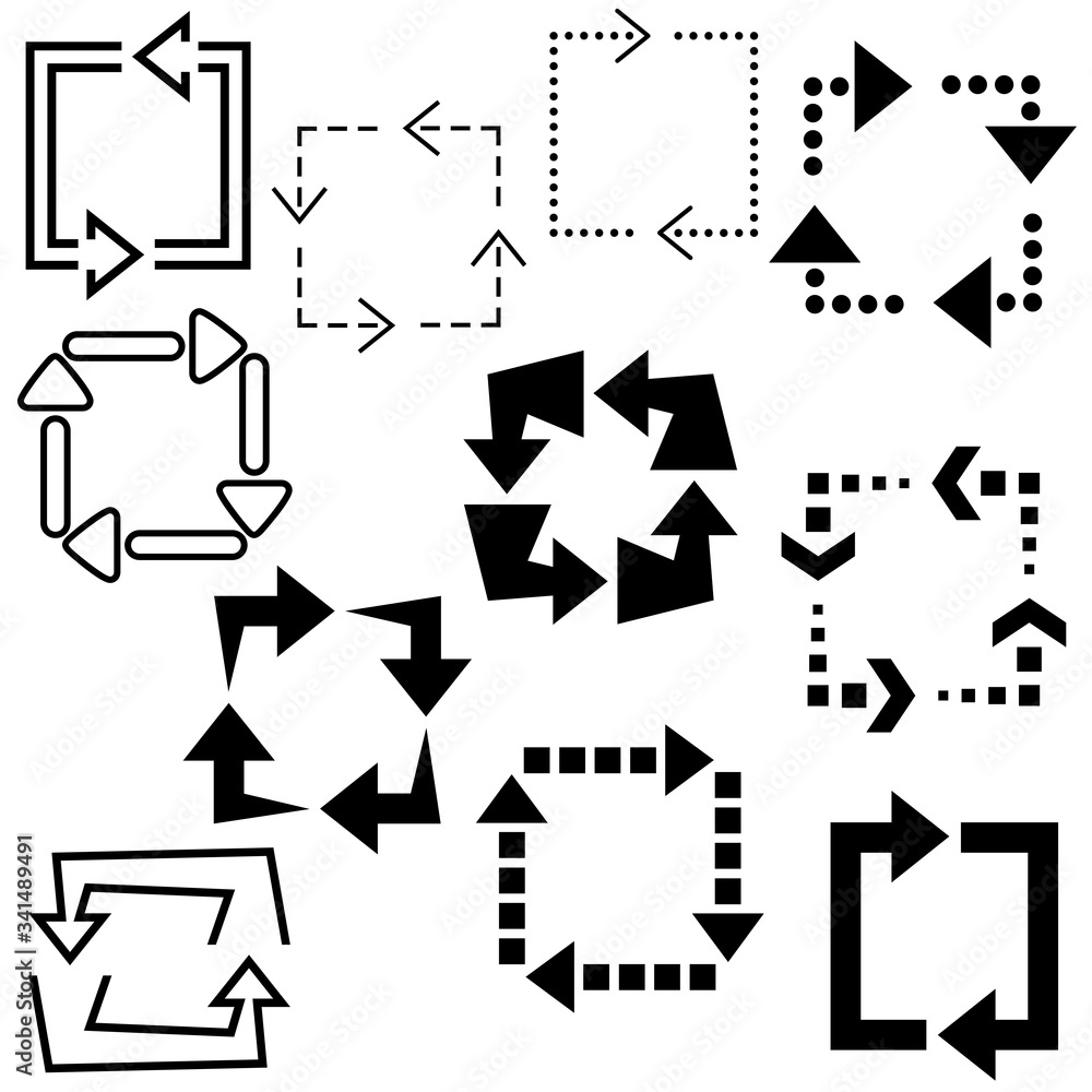 Big set of arrows for design interface. Black isolated on white background. Vector illustration. Big set of arrows for design interface. Black isolated on white background. Vector illustration.