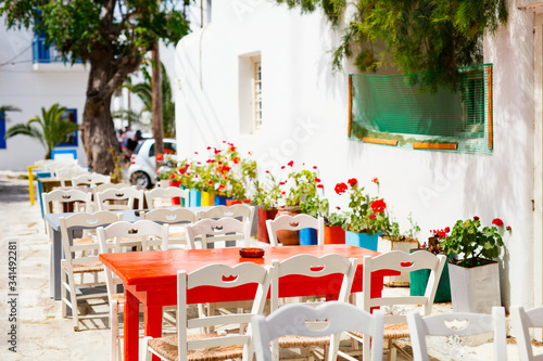 Traditional street of Mykonos island in Greece © BlueOrange Studio