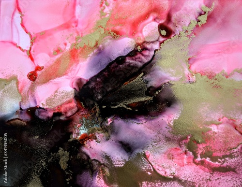 Fototapeta Naklejka Na Ścianę i Meble -  'Pink Abalone' abstract art alcohol ink painting by artist Amber Lamoreaux