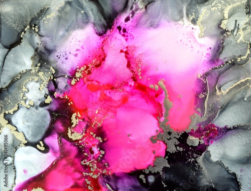 Fototapeta Naklejka Na Ścianę i Meble -  'Stormy Pink' abstract art alcohol ink painting by artist Amber Lamoreaux