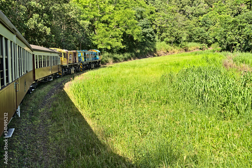 Kuranda scenic railway windling up the tracks photo