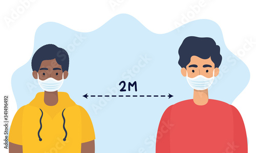 men with social distancing for covid19