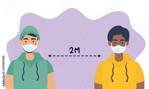 men with social distancing for covid19