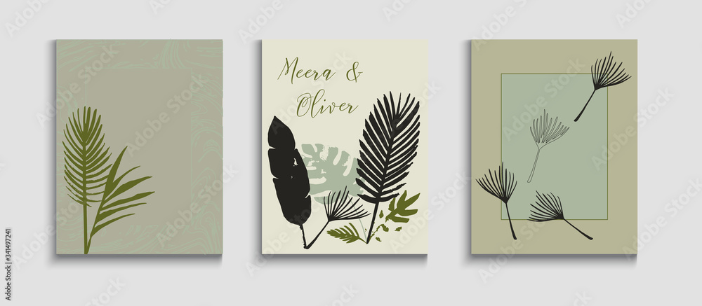 Abstract Retro Vector Flyers Set. Hand Drawn Hipster Background. 