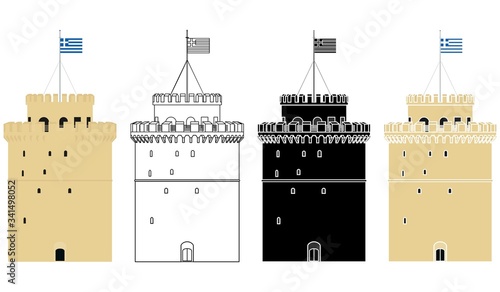 White Tower of Thessalonike colored