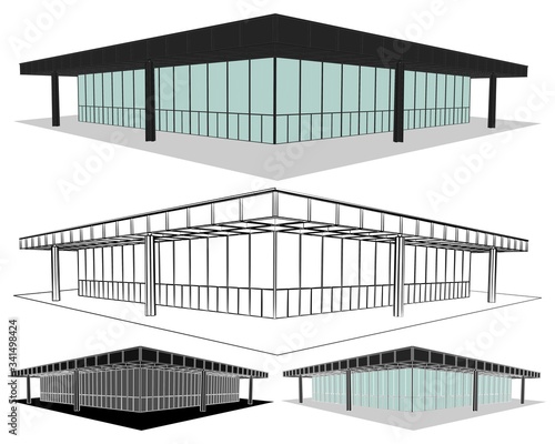 Neue National galerie in perspective view