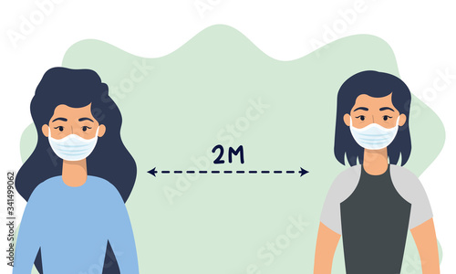 women with social distancing for covid19