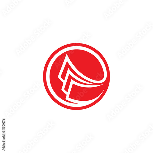 Paper or page view, vector round logo design