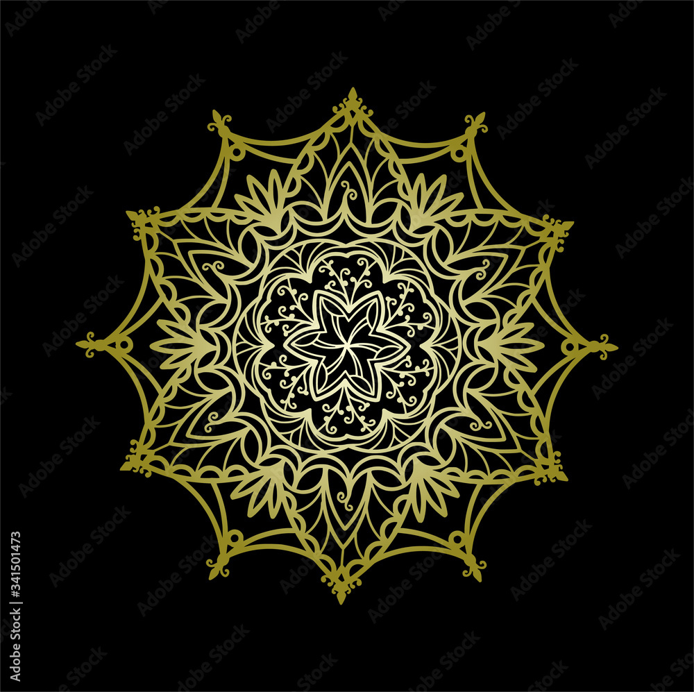 Mandala vector, Mandala Luxury, gold mandala with black background