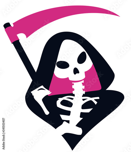Wallpaper Mural Grim reaper with a scythe, a death character, black and pink colours, vector illustration. Torontodigital.ca