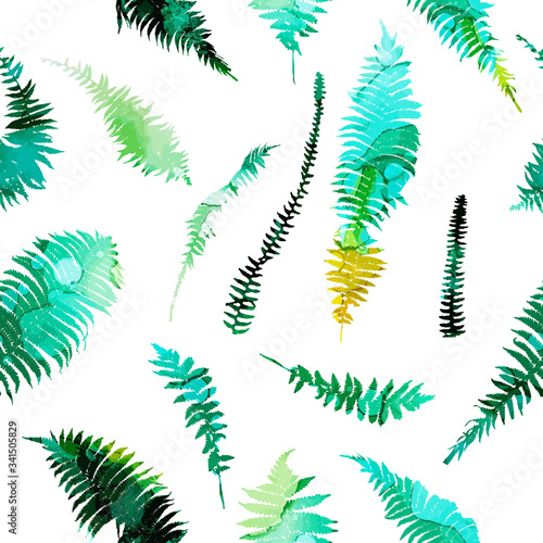 The seamless background leaves the fern. Vector illustration