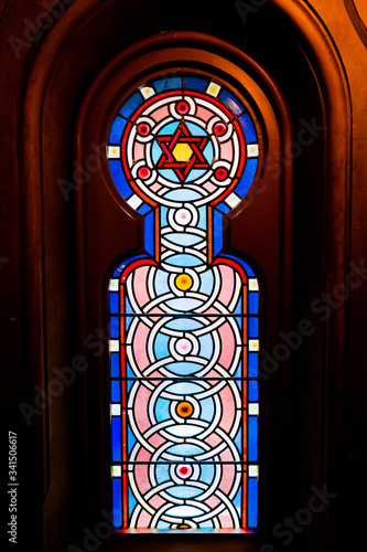 Star of David stained glass window 