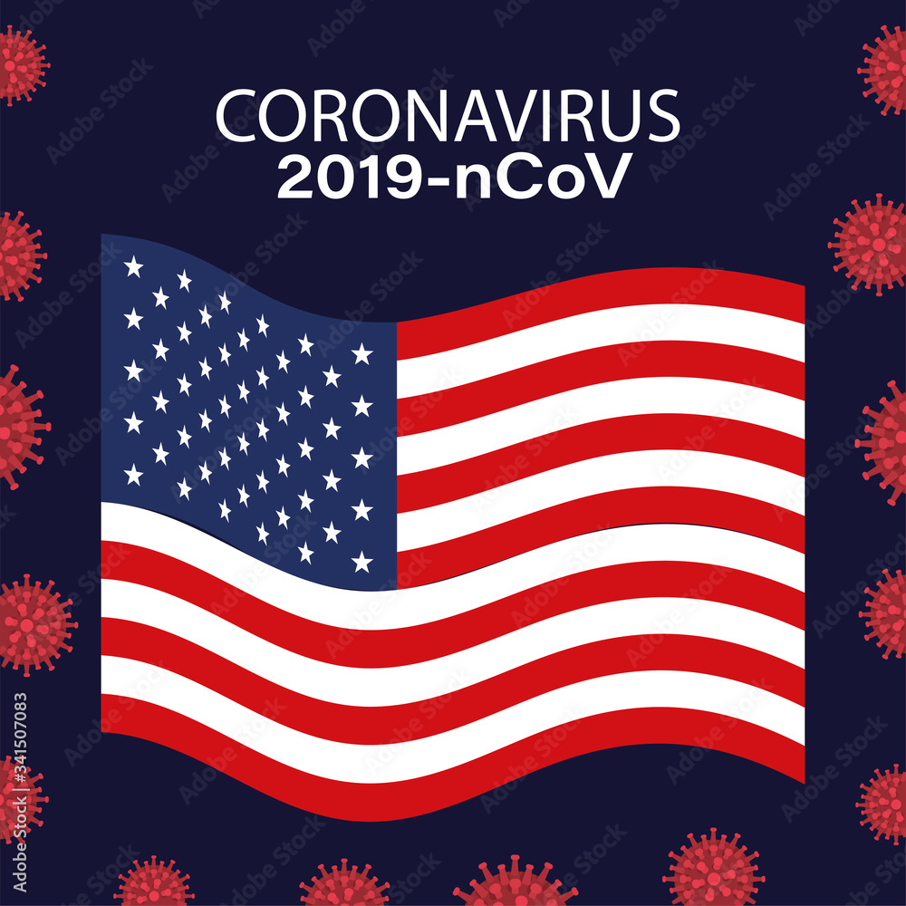 Fototapeta premium Coronavirus 2019 nCov and usa flag vector design
