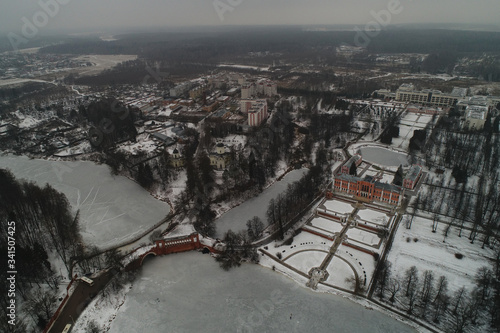 Winter sanatorium in the Marfino Estate, aerial view, Moscow region, Russia photo