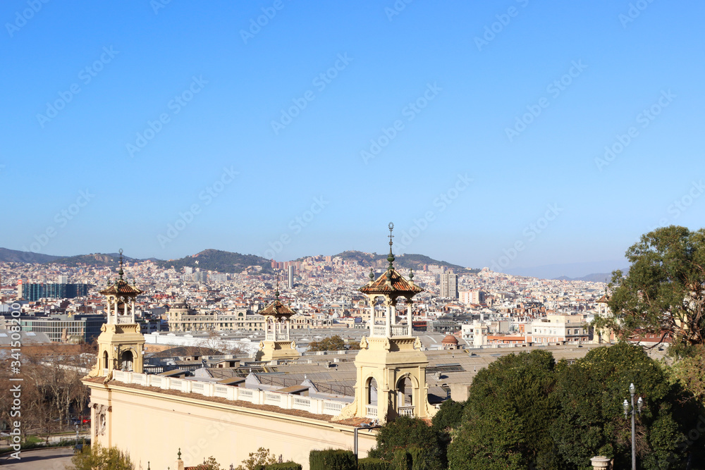 View in Barcelona with the National Museum of Catalonia, Barcelona, ​​Spain