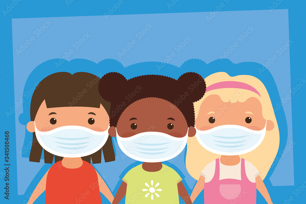 interracial little girls using face masks characters interracial little girls using face masks characters